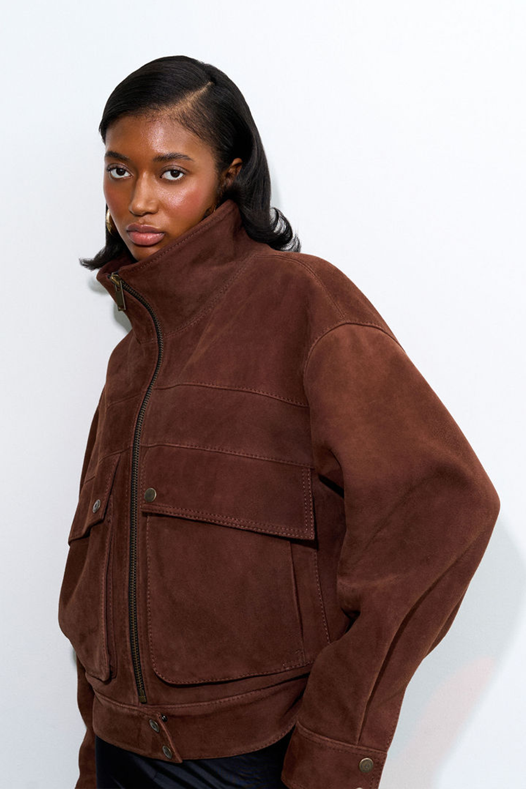 Brown Suede Bomber