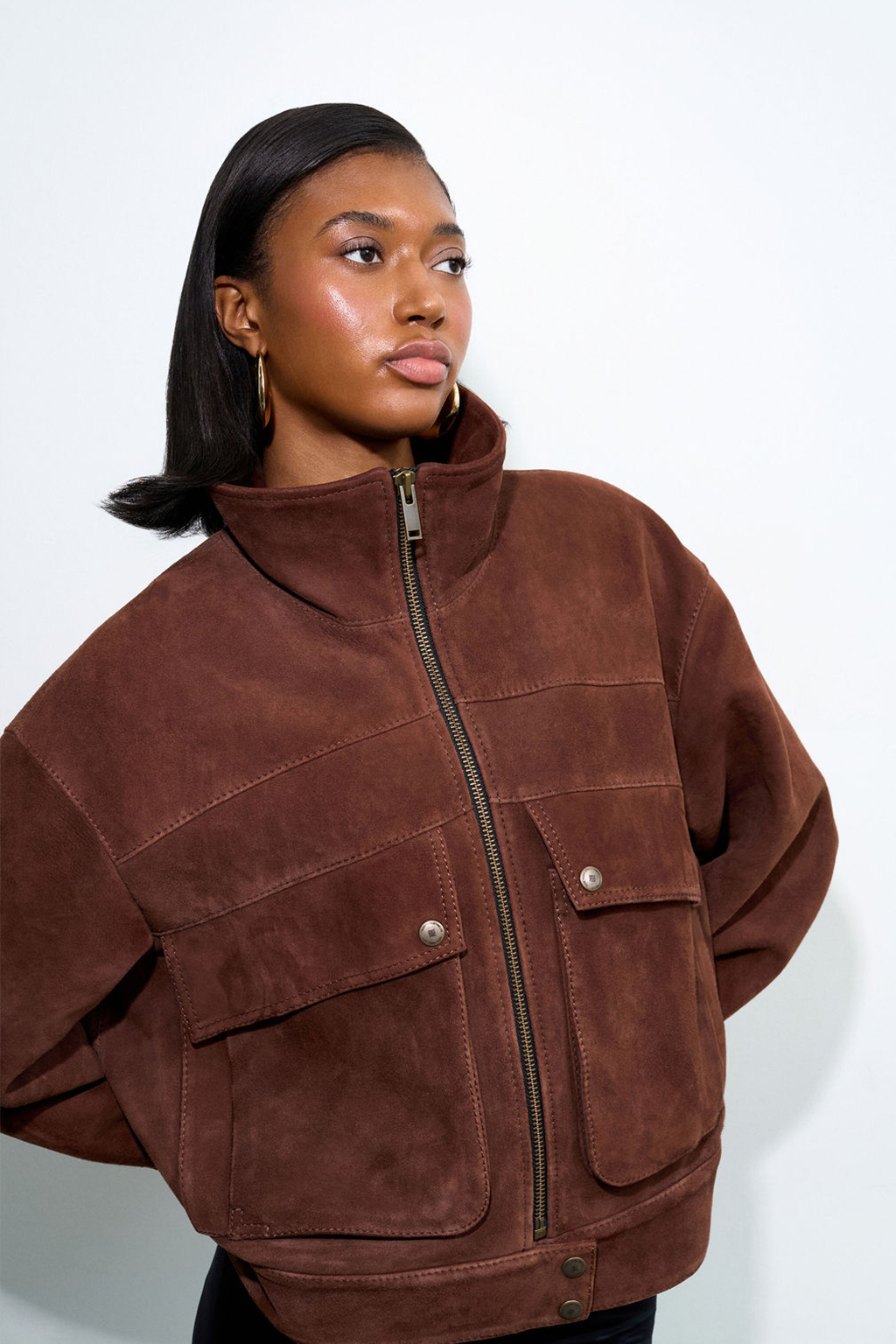 Brown Suede Bomber